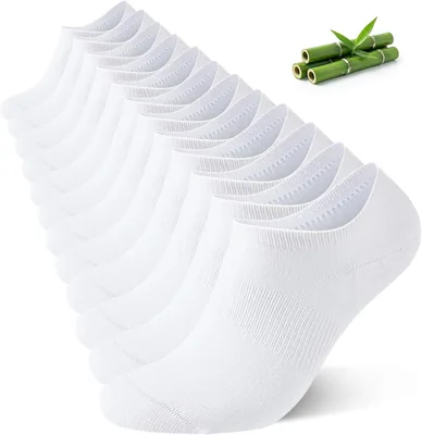Niorasen Bamboo Trainer Socks 6 Pairs - Invisible Ankle Socks with Non-Slip Silicone