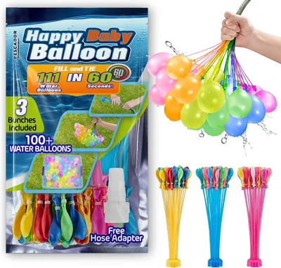 PESCADOR Colorful Water Balloons 111pcs/bag Quick-Fill Self-Sealing Party Supplies