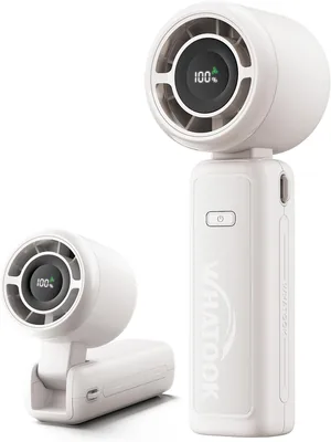 WHATOOK Hand Fan: 4000mAh Portable Hand Fan med 180° Falbar Design, Höggeschwindigkeit Mini Ventilator upp till 12 Timmar