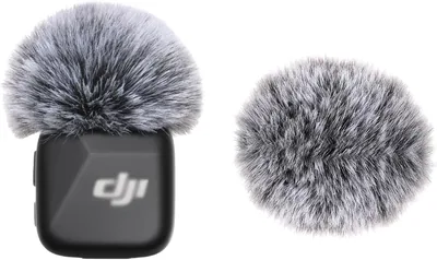 Pantalla contra el viento Hangcheng para micrófono DJI MIC MINI (2024) - Accesorios de micrófono inalámbrico con pelaje (2 paquetes - Gris)