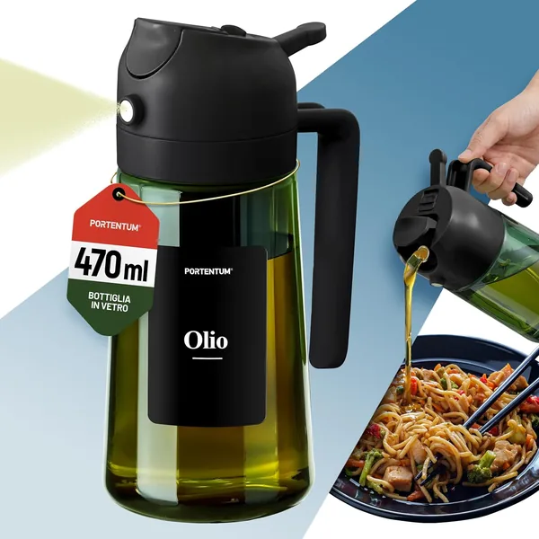 PORTENTUM Air Fryer Oil Spray 470ml 2 in 1 Spray & Pouring Function
