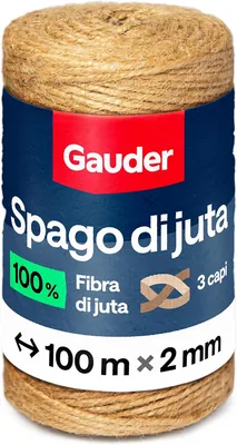 Twina Naturale di Juta GAUDER (100m x 2mm) - Corda per Giardino e Imballaggio - Per Macramé e DIY - Corda da Pacco - Decorazione Naturale