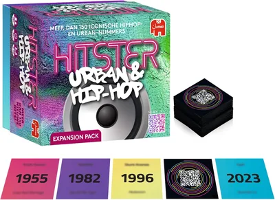 Hitster Uitbreidingsset, Urban & Hip Hop - Muziekfeestspel voor Volwassenen, Kaartspel, Muziekwit, Bordspel - 150+ R&B Hip Hop Songs