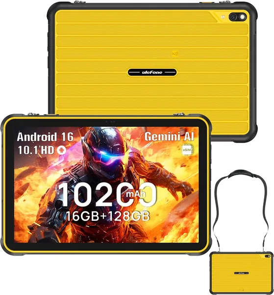 Ulefone Rugking Pad 2 Pro: Tableta Rugerizada con Android 16GB RAM + 128GB ROM, 10.1" HD+, eSIM, Batería de 10200mAh