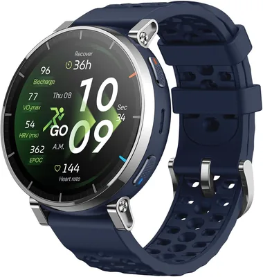 Amazfit Active 3 Premium GPS Smartwatch - Écran AMOLED 1.32 pouces, Saphir, 12 jours d'autonomie, 4 Go, NFC, Offre Exceptionnelle