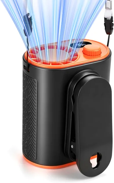 WHATOOK Tragbarer Gürtelventilator: 1-100 kontinuierliche Geschwindigkeitsregelung mit 360° Drehung, Digitalanzeige und 10W Powerbank-Funktion - Best Deal