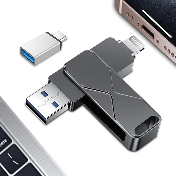iPhone 512GB USB-Flashdrive MFi zertifiziert mit Lightning 3 in 1 Externe Speicherstick USB Flash Drive für iPhone iPad iOS Macbook