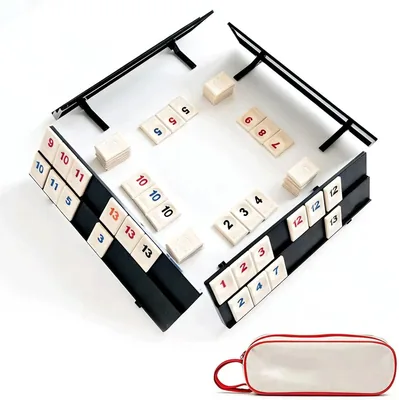Yolzhxe Rummy Classic Mini Rami Zestaw Zabawczy z Kartami i Uchwytami | Przenośna Gra Towarzyska dla 2 do 4 Osób, Idealna na