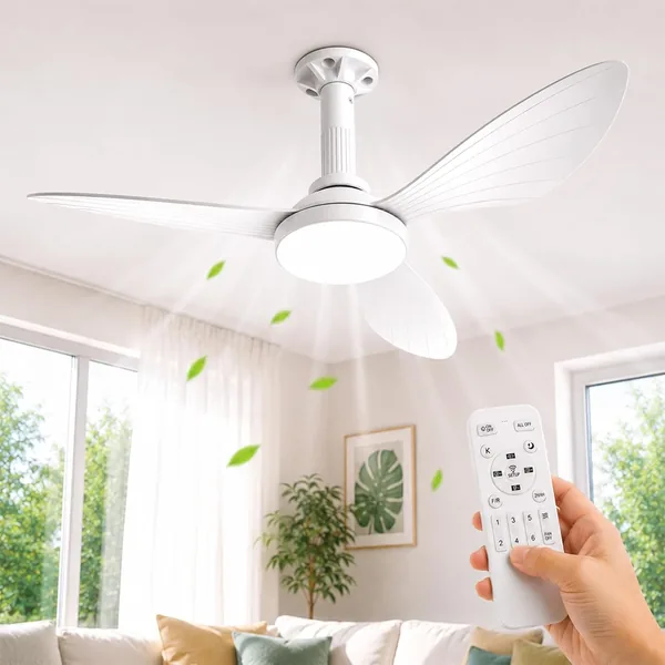 Hisummer 91cm Ventilador de Techo con Luz, Conexi n E27 Solo con Soporte Incluido
