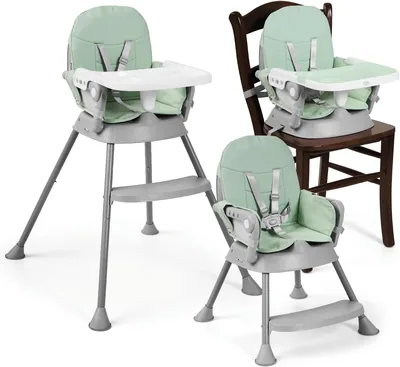 MS - BELLY Y SPOON Silla Alta Convertible 3 en 1 - Plegable con Asiento acolchado (3 Colores)
