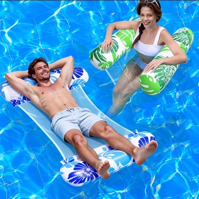 2 x Matelas Inflatables pour Hamac de Piscine pour 2 Personnes, Réseau de Natation 4 en 1 pour Adultes, Buées Inflatables Petites