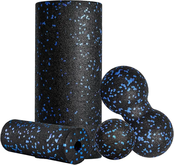 Fascia Roller Set Foam Roller Fascia Set with Fascia Ball Mini Fascia Roller Small and Duoball for Yoga Fascia Training Muscles Blue