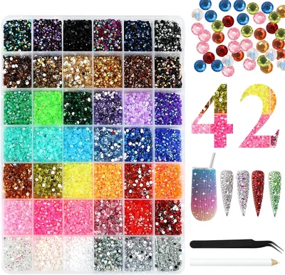 BUTBU 32000st Glitterans Facestikter, 42 Färger, 3mm Runda Diamanter för Kraftar - Best Deal