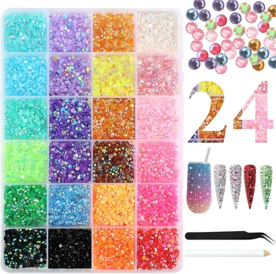 BUTBU 12000 Nail Rhinestones, 24 Färger, 3mm - 7% Off