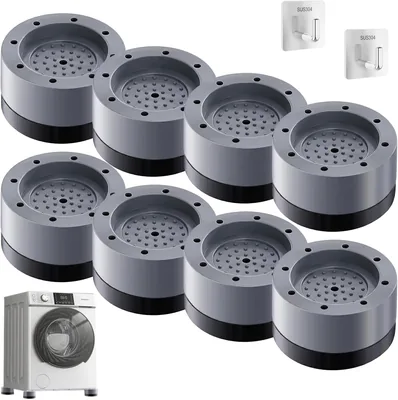 Meeyoga 8PCS Base para Lavadora: Bases Antideslizantes con Ganchos Adhesivos, 20% de Descuento