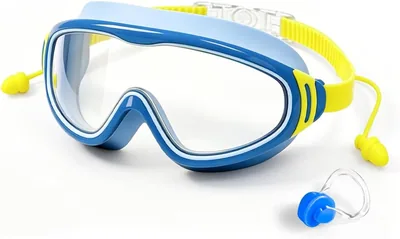 Occhiali da Nuoto Hingue Kids, Lenti Grandi, Anti-UV, Anti-Appannamento, Impermeabili, Vestibilità Confortevole, Fascia Regolabile, Visione Panoramica - Miglior Affare