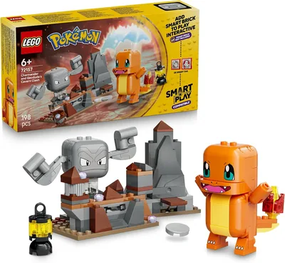 LEGO Pokémon SMART Play: Charmander i Geodude - starcie w jaskini 72157 | Zabawka interaktywna z figurkami Pokémonów