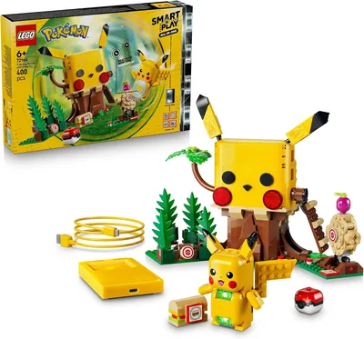 LEGO Pokémon Smart Play : Pikachu et la Cabane d'Entraînement - Ensemble interactif tout-en-un avec 1 brique intelligente, 4 étiquettes, 1 chargeur