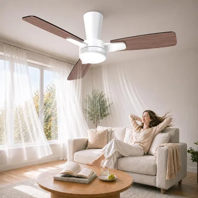 Mefine 106 cm Ventilateur de Plafond Silencieux avec Lumière, Pale à Fixation Rapide, Télécommande et Lampe LED Dimmable pour Chambre à Coucher - Meilleur Prix