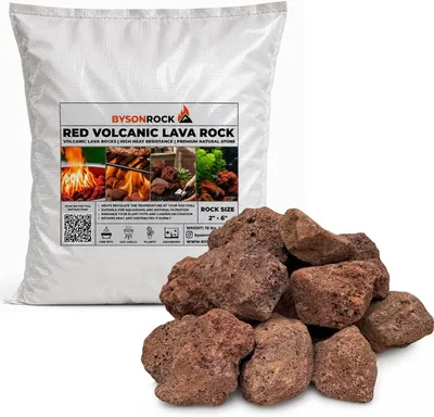 BysonRock Piedra Volcánica Roja Natural, 10 Libras (4.53 kg), para Jardinería