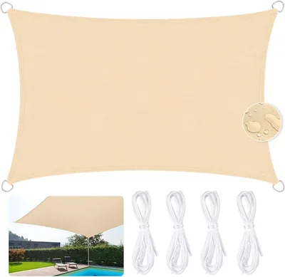 JUQG Vela Parasole Impermeabile 3x5m, Tessuto Oxford 420D, Protezione UV 95%
