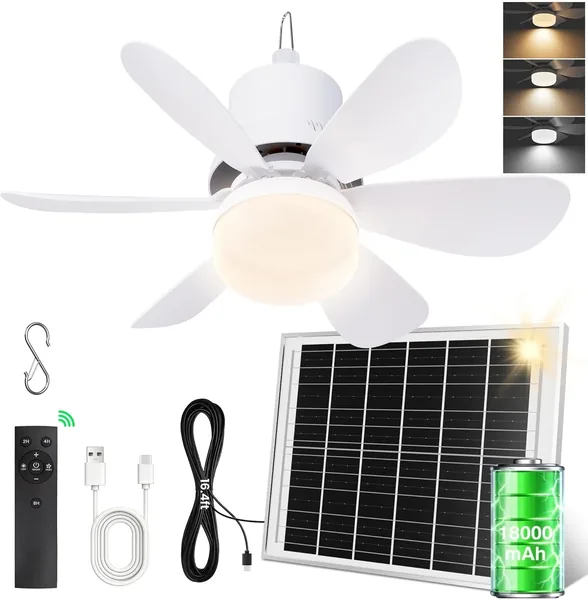 SCOPOW Portable Solar Camping Fan
