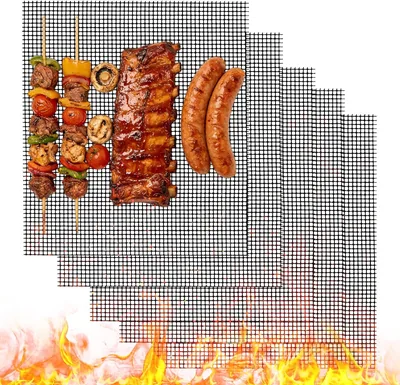 WangChaoJiu 5PCS 40x30cm Griglia per BBQ a Gas Antiaderente Mesh Reutilizzabile in Teflon Carbone