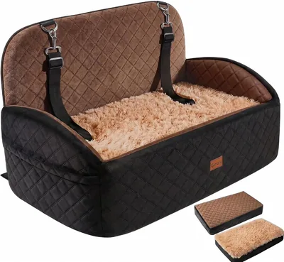 Asiento para Coche Gimars Reversible para Perros, con Cojín de Felpa Largo y Corto, para Perros Pequeños y Medianos hasta 27 kg