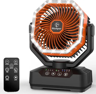 Multper Camping Fan with LED Light, Upgraded 20000mAh Quiet Desk Fan with Power Bank, Rechargeable B