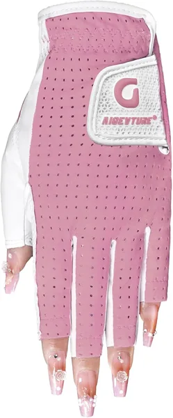 AIGEVTURE Womens Fingerless Golf Gloves Ladies Half Finger Golf Gloves Breathable Yoga Mesh for Fashion-Conscious Golfers