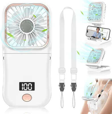 Ventilatore portatile da 4000 mAh con aromaterapia e supporto per telefono, display LED e 3 velocità, durata 8 ore - Migliore Affare