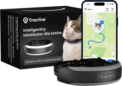 Tractive Inteligentny lokalizator GPS dla kotów Mini | model 2026 | lider na rynku | lokalizacja na żywo | ostrzeżenia zdrowotne - Najlepsza cena!