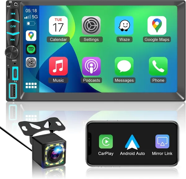 2 DIN Car Radio with Carplay Android Auto Wireless