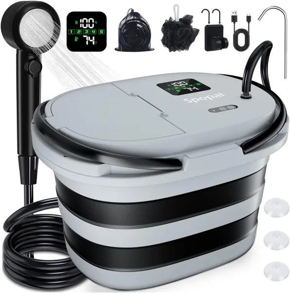 Spopal Douche Portable, Unité Intégrée de 20L à Longue Durée de Vie, Douche de Camping IPX8 Pliable, 13000mAh, Affichage LED, 5 Ajustements - Best Deal