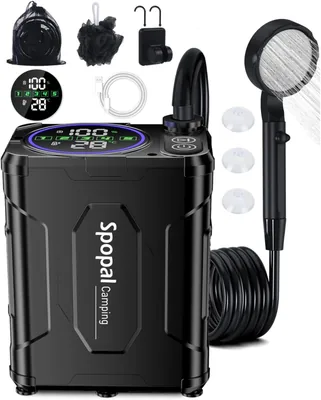 Ducha de Camping Portátil con Batería de 13000mAh y Pantalla LED - Spopal Rechargeable Electric Shower, 240 Minutos de Autonomía, IPX8 - 20% De Descuento