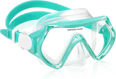 Taucherbrille für Kinder - 4-12 Jahre alte Schwimmgoggl mit Nasendeckel, 180° Panorama HD Anti-Fog Anti-Leak