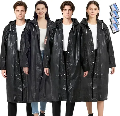 EMOTINIA 4 Piezas Ponchos y Capas para Lluvia, Chaquetas de Lluvia Impermeables, Poncho de Lluvia para Hombres y Mujeres, Mejor Oferta