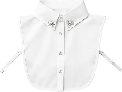 Fake Collar Detachable Dickey Blouse, Faux Ruffle Neck