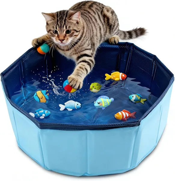 Katzwembel, Hondzwembel, 30 x 10 cm, Vouwbaar Huisdierzwembad, Kleine Zwempool voor Katten en Honden, Mini Katzwembel voor Baden, Splash