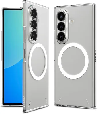 Spigen サムスン公式認定 Galaxy Z Fold8 ケース エアスキン・マグフィット (クリアホワイト) | ヒンジ保護、Magsafe対応、レンズガード、薄型、透明、厚さ1.2mm
