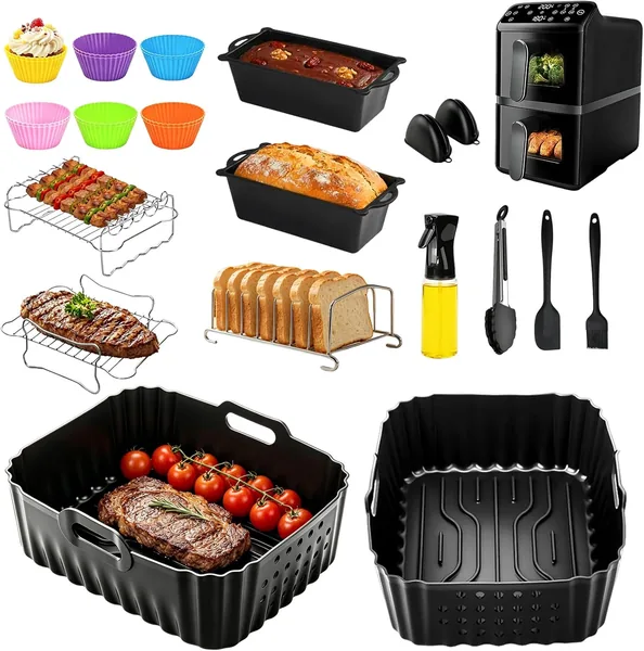 Zestaw 29 akcesoriów do frytkownicy na gorące powietrze Philips Airfryer 4000, Stacked Dual Basket