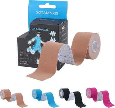 SOTAMAXIS キネシオテープ 50mm×5m 高伸縮性 防水汗に強い 低アレルギー 通気性良好 膝・腰・肩・手首・足首サポート スポーツ・運動・日常・リハビリ用 Best Deal