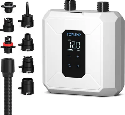 TOPUMP Pompa elettrica D28PRO, 20 PSI ricaricabile, senza fili, intelligente, a doppio stadio, gonfiaggio e sgonfiaggio, speg - Best Deal