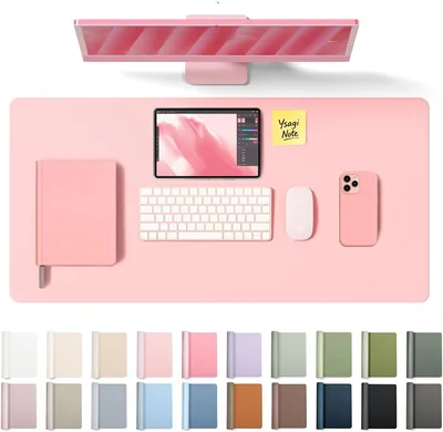 YSAGi Large Mousepad, Leather Desk Mat, Light Pink, 60x35cm | 10% Off