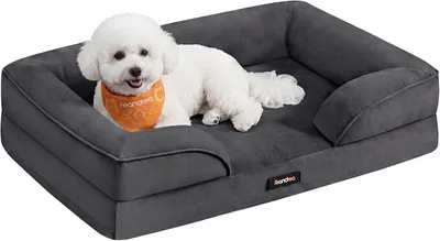 Feandrea Cama para Perros M, Antideslizante y Lavable, 76 x 51 x 16 cm | Sofá para Perros, Gris Pizarra, Colección BLOMFY MP