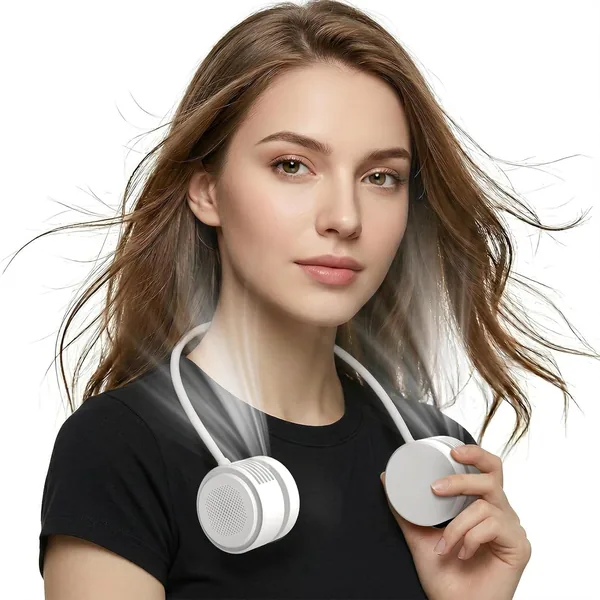 ViSSKO Halsventilator, tragbar, USB-Mini, 3 Geschwindigkeiten, 2000 mAh Persönlicher Ventilator, Hängeventilator, Klappbarer USB-Ventilator für Küche, Offen