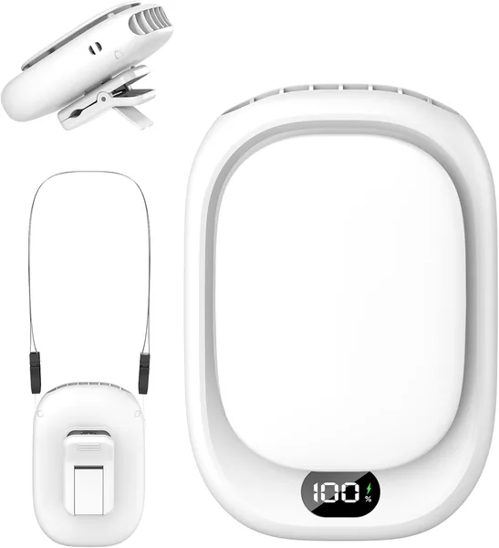 ViSSKO Hüftclip-Lüfter, 2000 mAh Tragbarer Kleiner Lüfter Hüftlüfter mit Clip, 4 Geschwindigkeiten, USB Tischlüfter mit Aufhängeschlaufe für Konstruktion