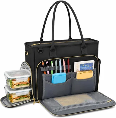 Bolsa para Laptop RAINSMORE Mujer con Lonchera Integrada, Portafolios para Laptop de 15.6 Pulgadas, Maletin de Trabajo con Mulas
