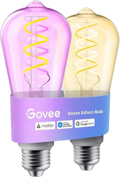 Govee E27 Smart Edison Bulb RGBWW Dimmable Lamp ST64 Pack of 2