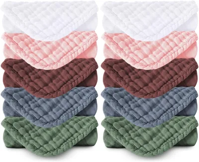 Koo-dib Serviettes lavables en coton pour bébé, 10 serviettes visages, ultra douce et réutilisable